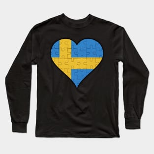 Swedish Jigsaw Puzzle Heart Design - Gift for Swedish With Sweden Roots Long Sleeve T-Shirt